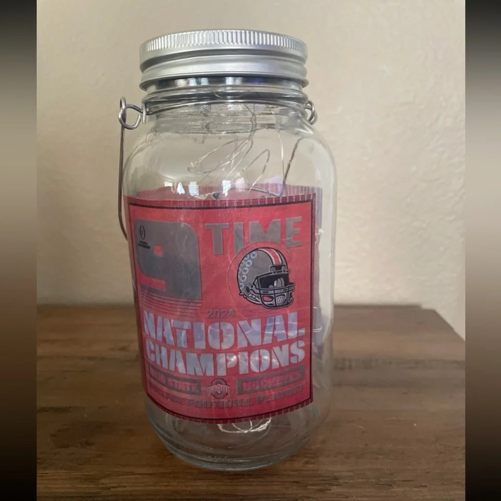Ohio State Buckeyes Glass Light-Up Mason Jar with Handle